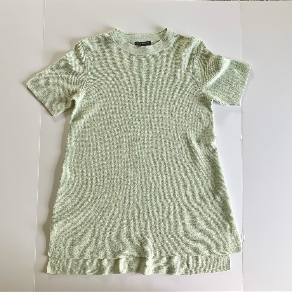 Eileen Fisher long knit mock neck top
